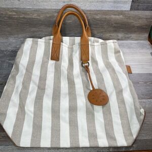 MOORE & GILES For Netjets IVY CITY TOTE Canvas & Leather "KP" Engraved